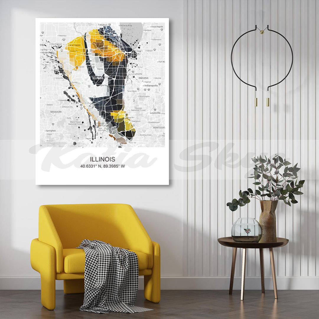 Abstract Map of Chicago Illinois Sneaker Art Basketball Shoes Abstract Canvas Wall Art