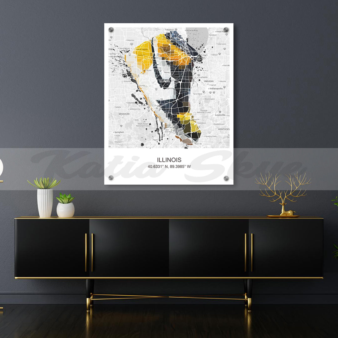 Abstract Map of Chicago Illinois Sneaker Art Basketball Shoes Abstract Canvas Wall Art