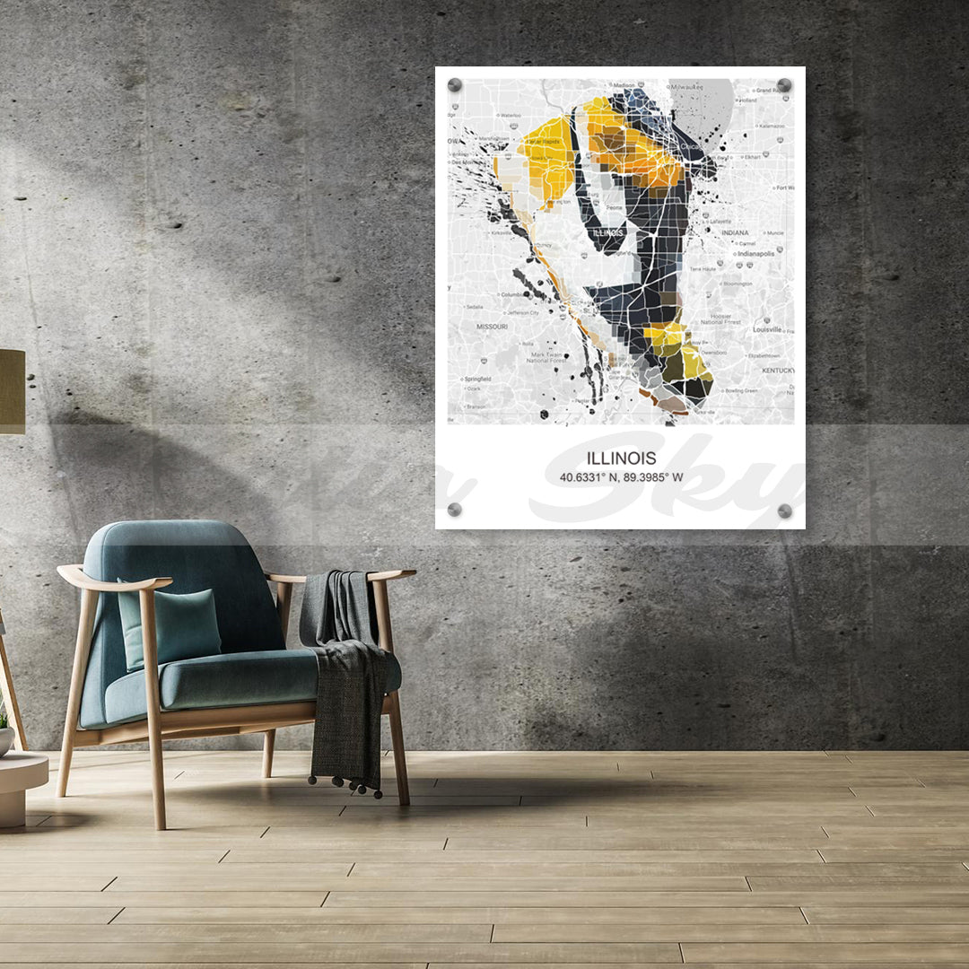 Abstract Map of Chicago Illinois Sneaker Art Basketball Shoes Abstract Canvas Wall Art