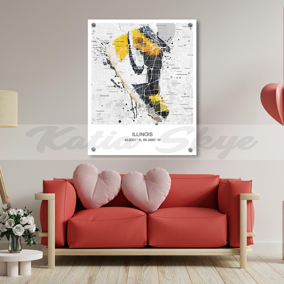 Abstract Map of Chicago Illinois Sneaker Art Basketball Shoes Abstract Canvas Wall Art