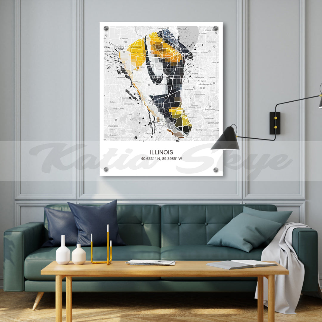 Abstract Map of Chicago Illinois Sneaker Art Basketball Shoes Abstract Canvas Wall Art