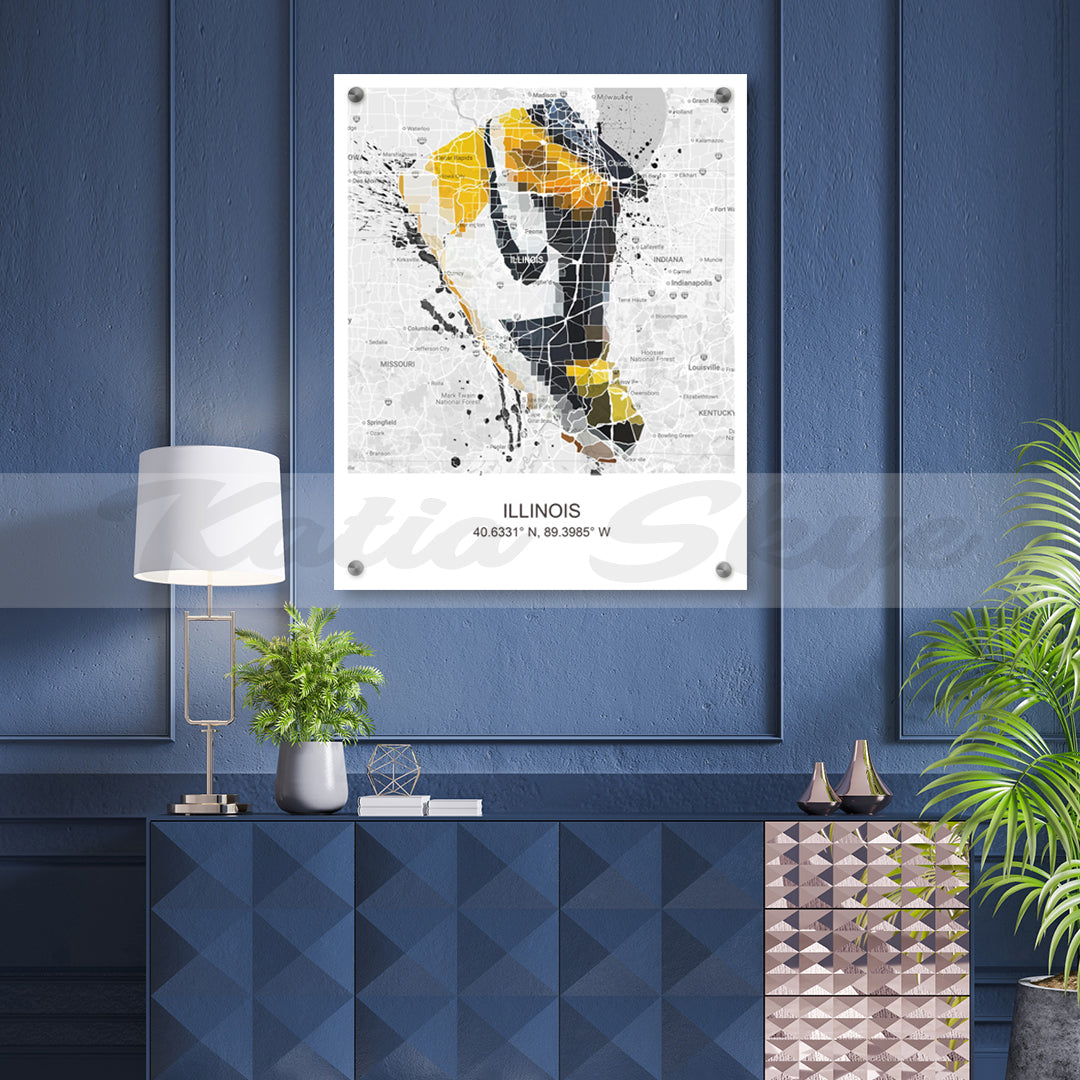 Abstract Map of Chicago Illinois Sneaker Art Basketball Shoes Abstract Canvas Wall Art