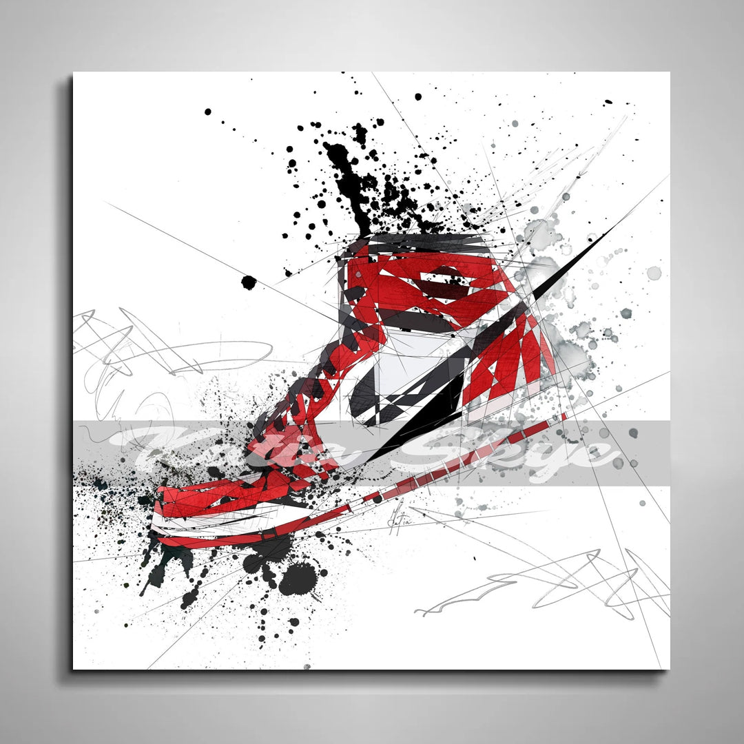 Air Jordan's Nike Red Sneakers Canvas Wall Basketball Shoes Art
