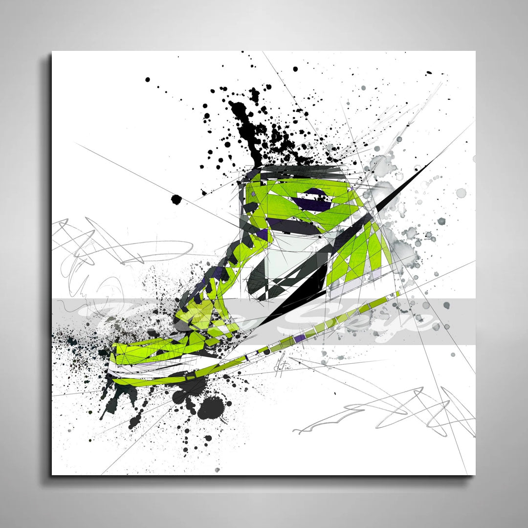Air Jordan's Nike Lime Green Sneakers Canvas Wall Basketball Shoes Art
