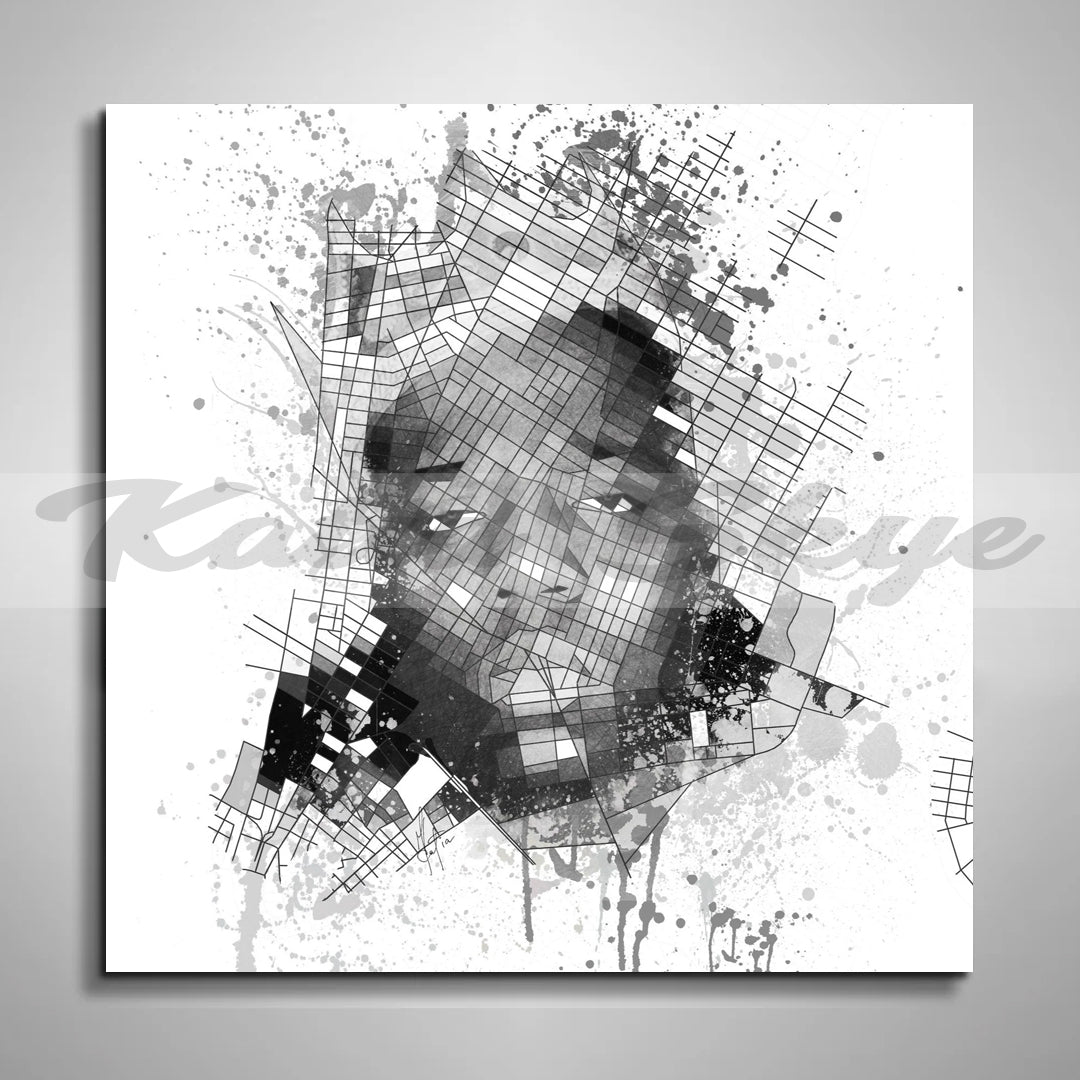ABSTRACT CANVAS MAP WALL ART INSPIRED BY BIGGIE SMALLS THE NOTORIOUS B.I.G //MUS-BS01