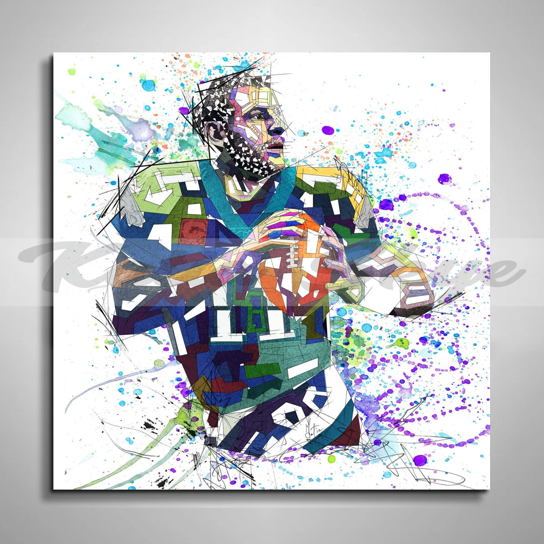 Abstract American Football Canvas Wall Art Inspired by Carson Wentz // NFL-CW01