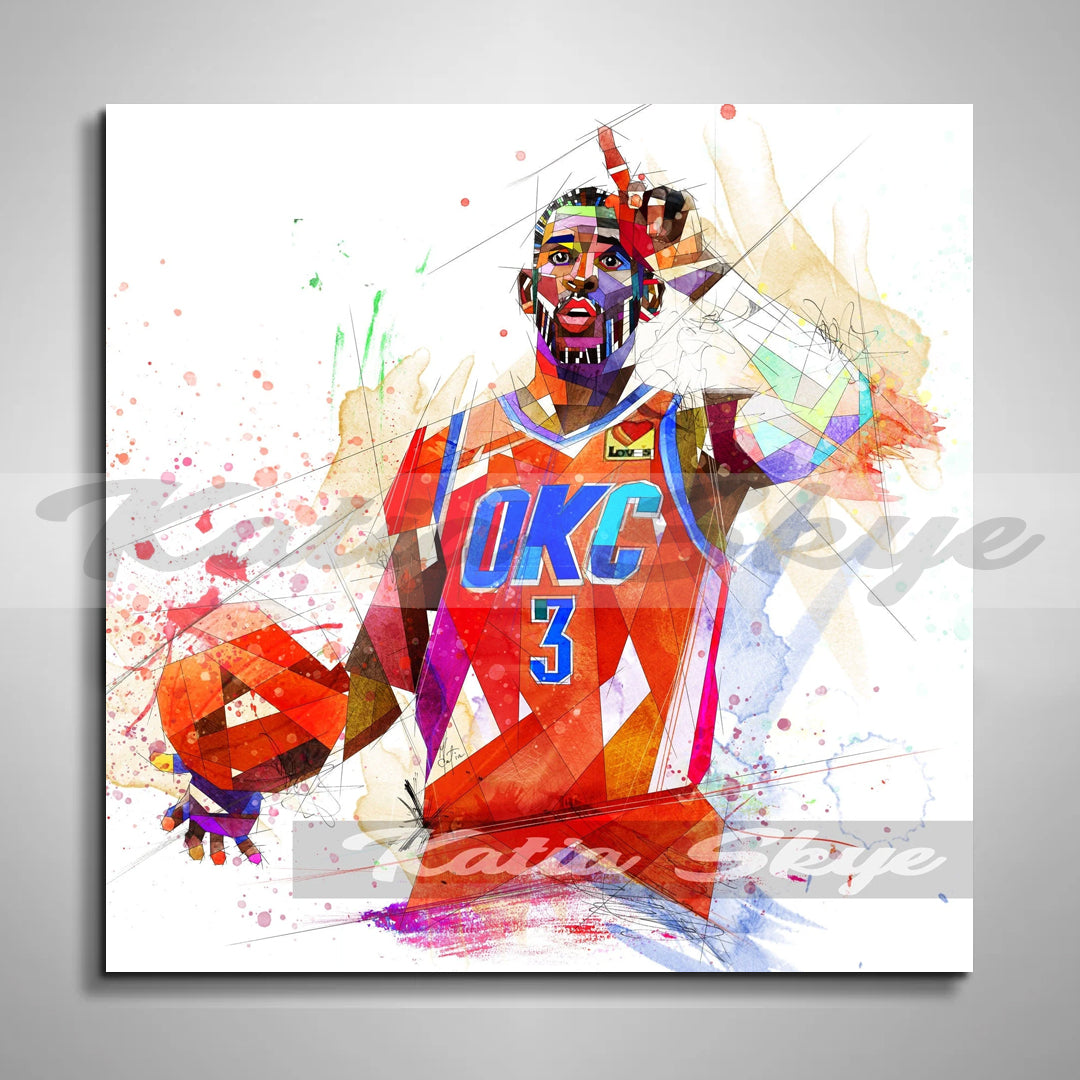 Contemporary Basketball Canvas Wall Art Inspired by Chris Paul // NBA-CP01, image size:1080x1080