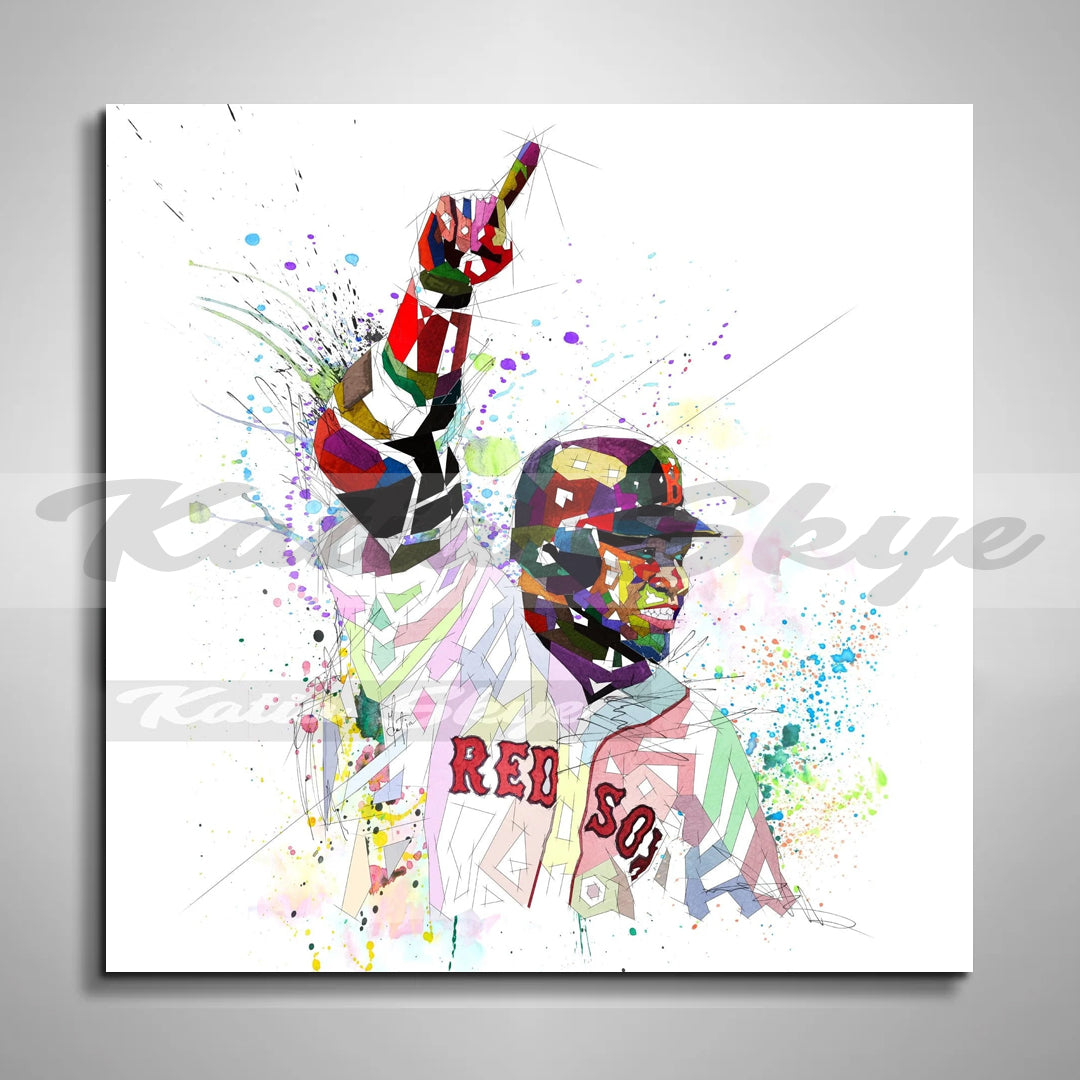 Abstract Canvas Wall Art David Ortiz Baseball Canvas Print // MLB-DO01
