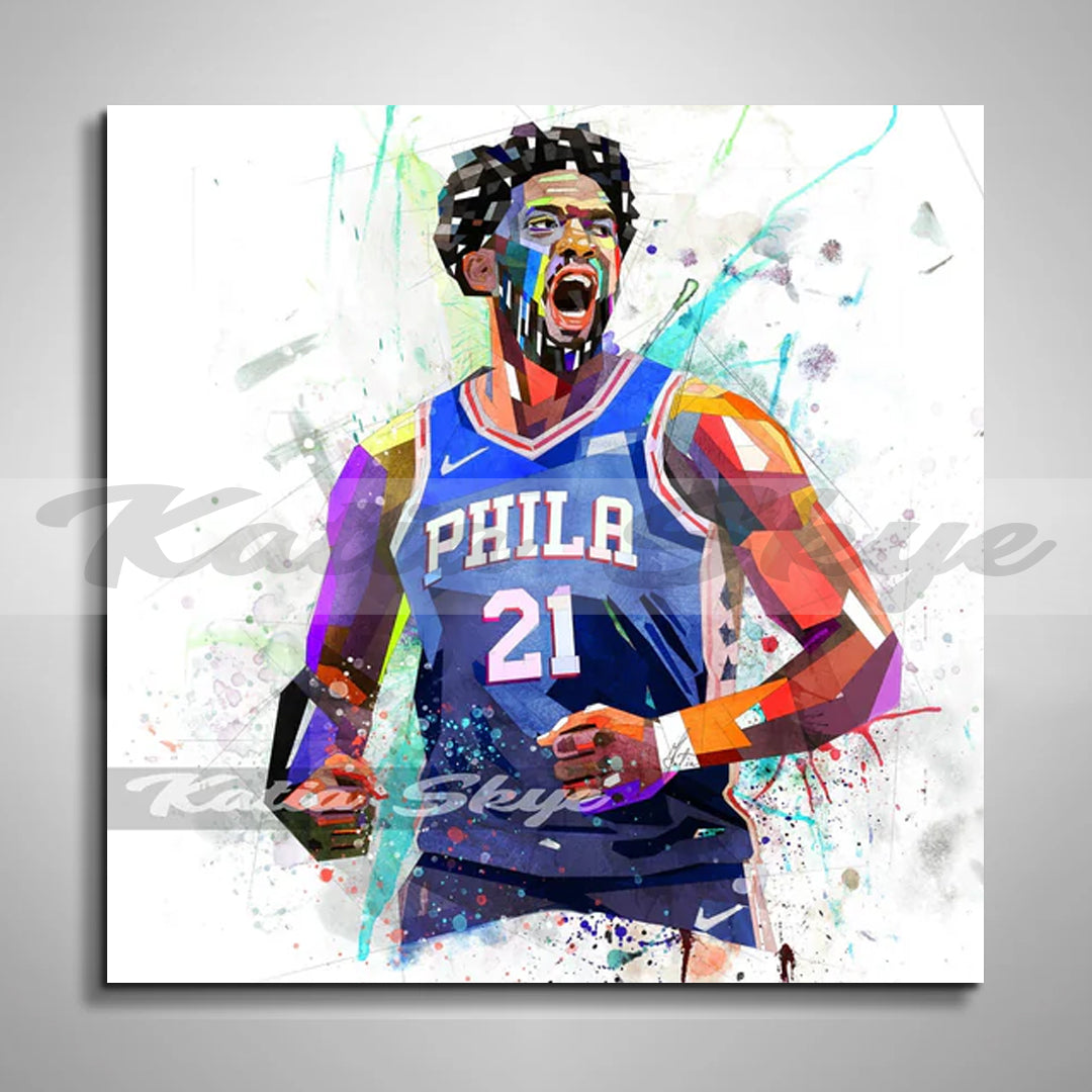Abstract Basketball Canvas Wall Art Inspired by Joel Embiid / NBA-JE01