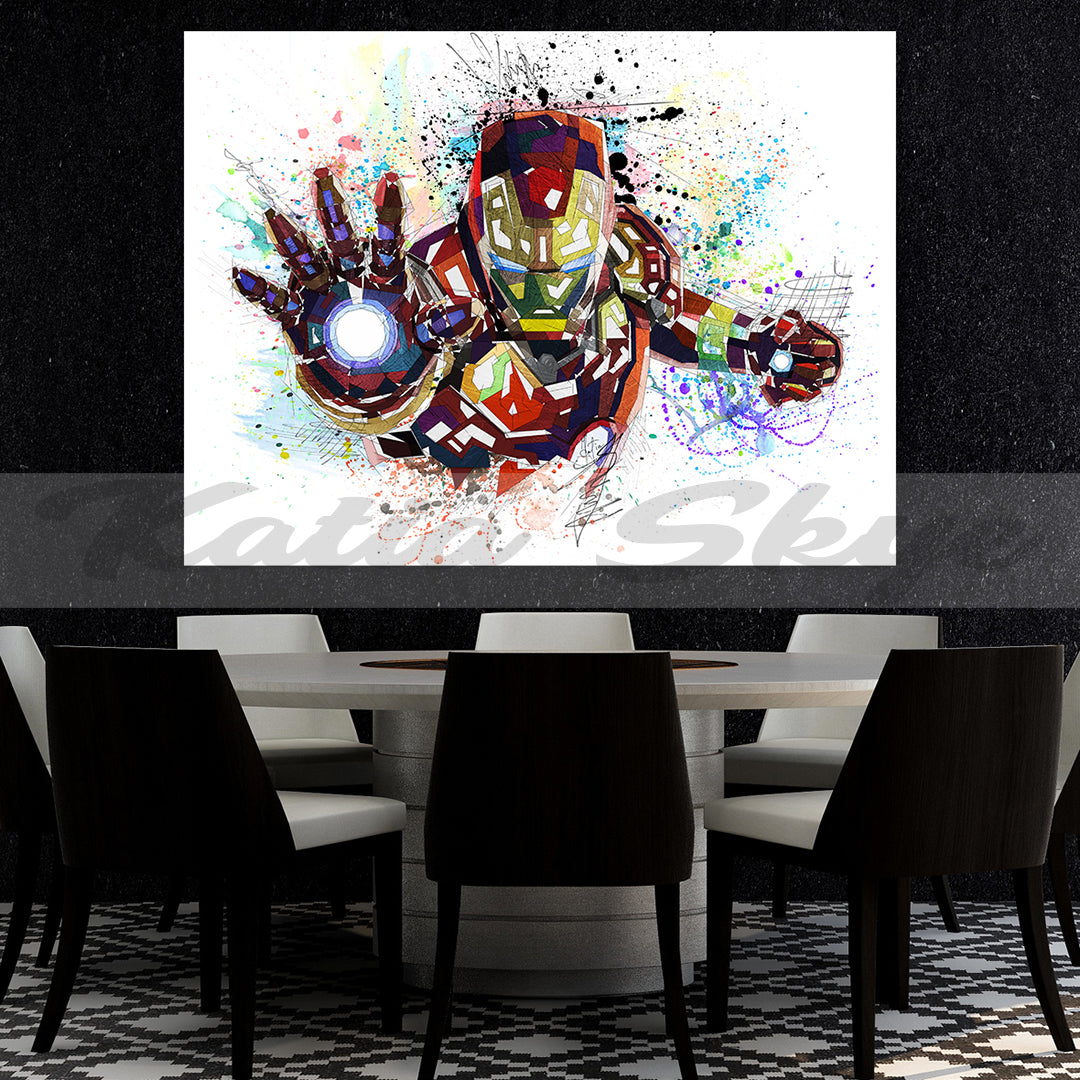 Abstract Canvas Print Iron Man Wall Art Marvel Superhero Poster, Modern Wall Hangings // MOV-IM01