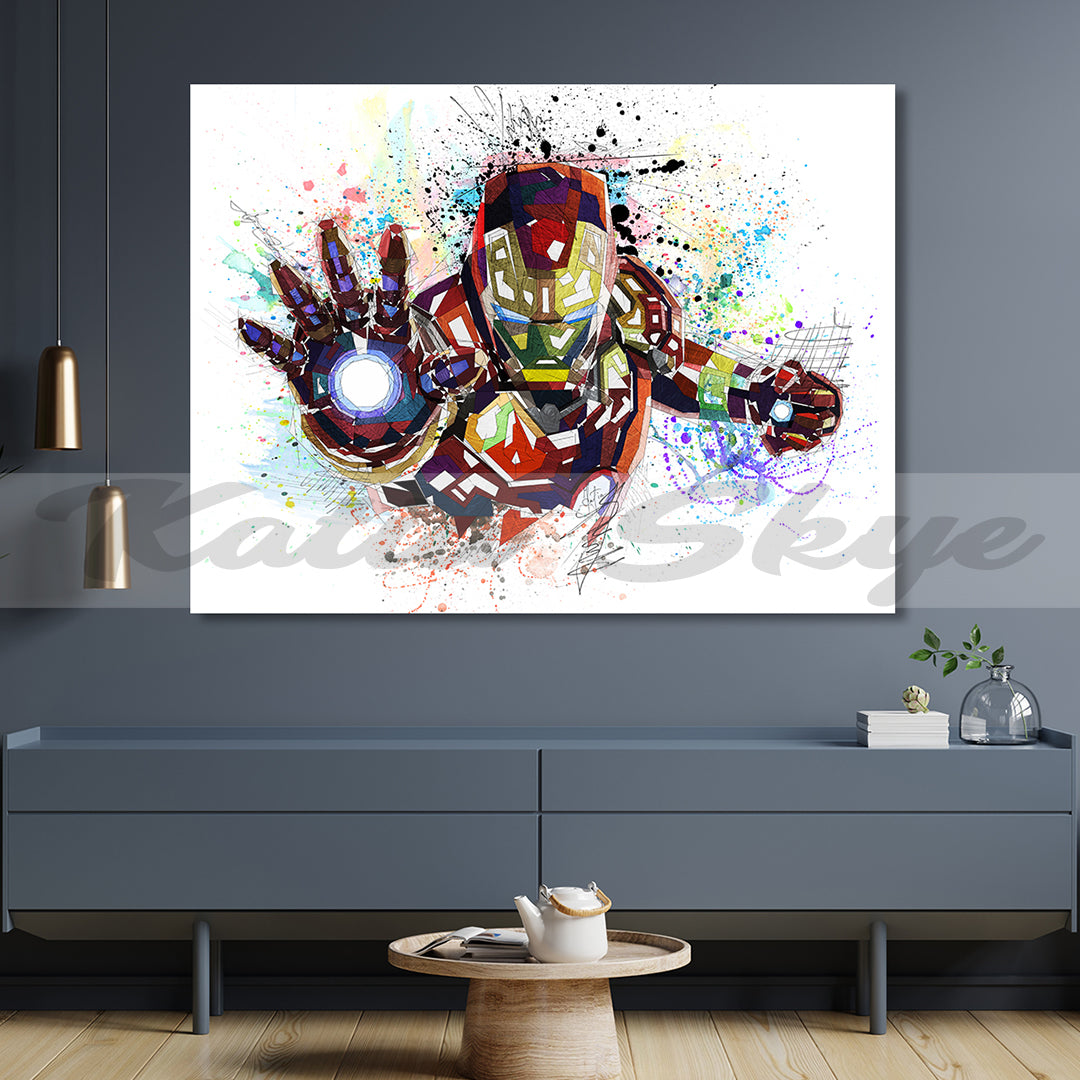 Abstract Canvas Print Iron Man Wall Art Marvel Superhero Poster, Modern Wall Hangings // MOV-IM01