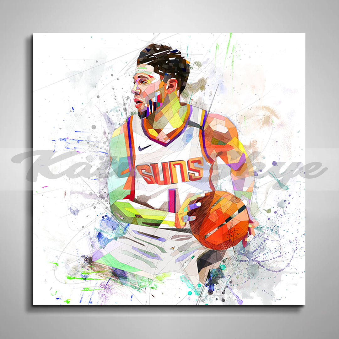 Abstract Basketball Canvas Wall Art Inspired by Davin Booker // NBA-DB01