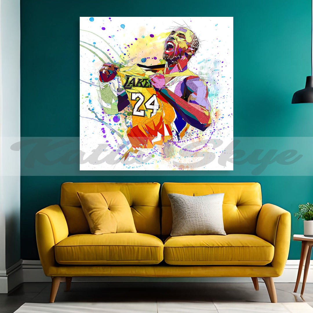 ABSTRACT BASKETBALL WALL ART INSPIRED BY KOBE BRYANT IN ACTION // NBA-KB01