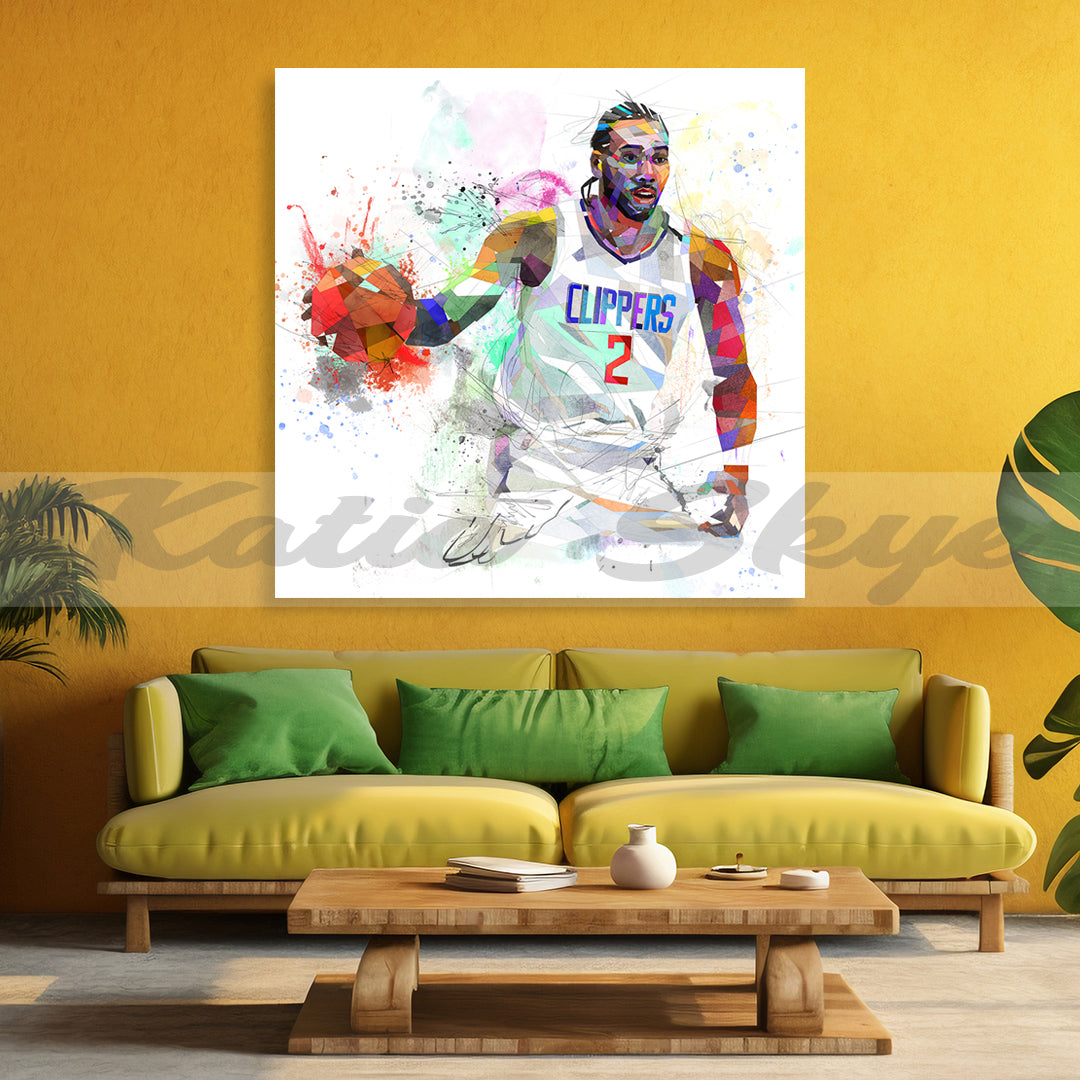 Abstract Basketball Canvas Wall Art Inspired by Kawhi Leonard // NBA-KL01