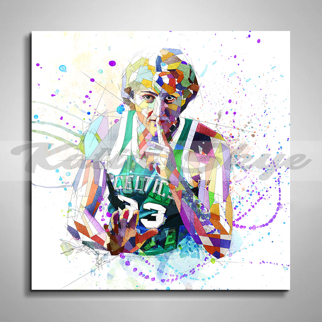 ABSTRACT BASKETBALL WALL ART INSPIRED BY LARRY BIRD // NBA-LB01