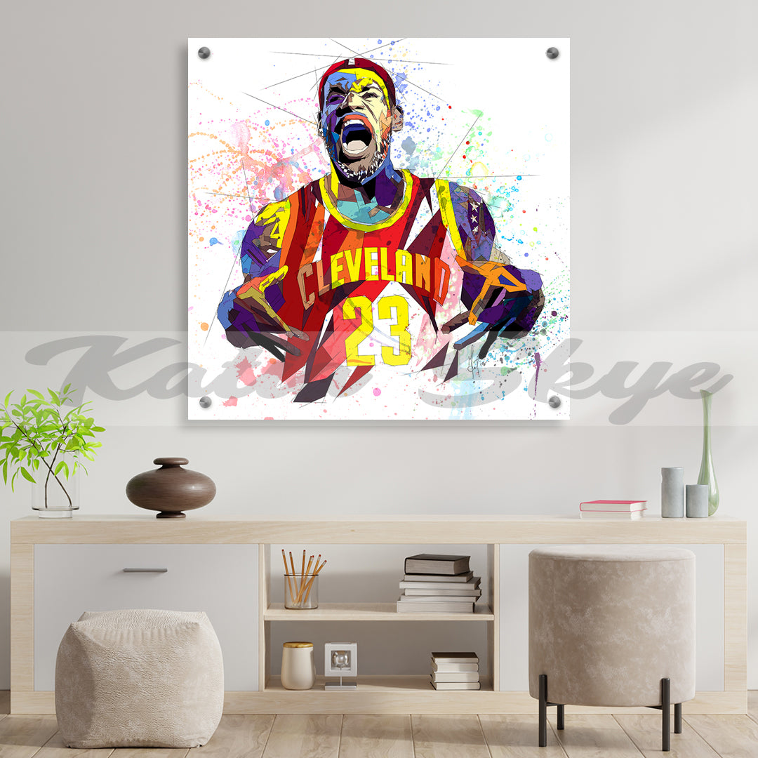 Abstract Basketball Canvas Wall Art Inspired by Lebron James // NBA-LJ01