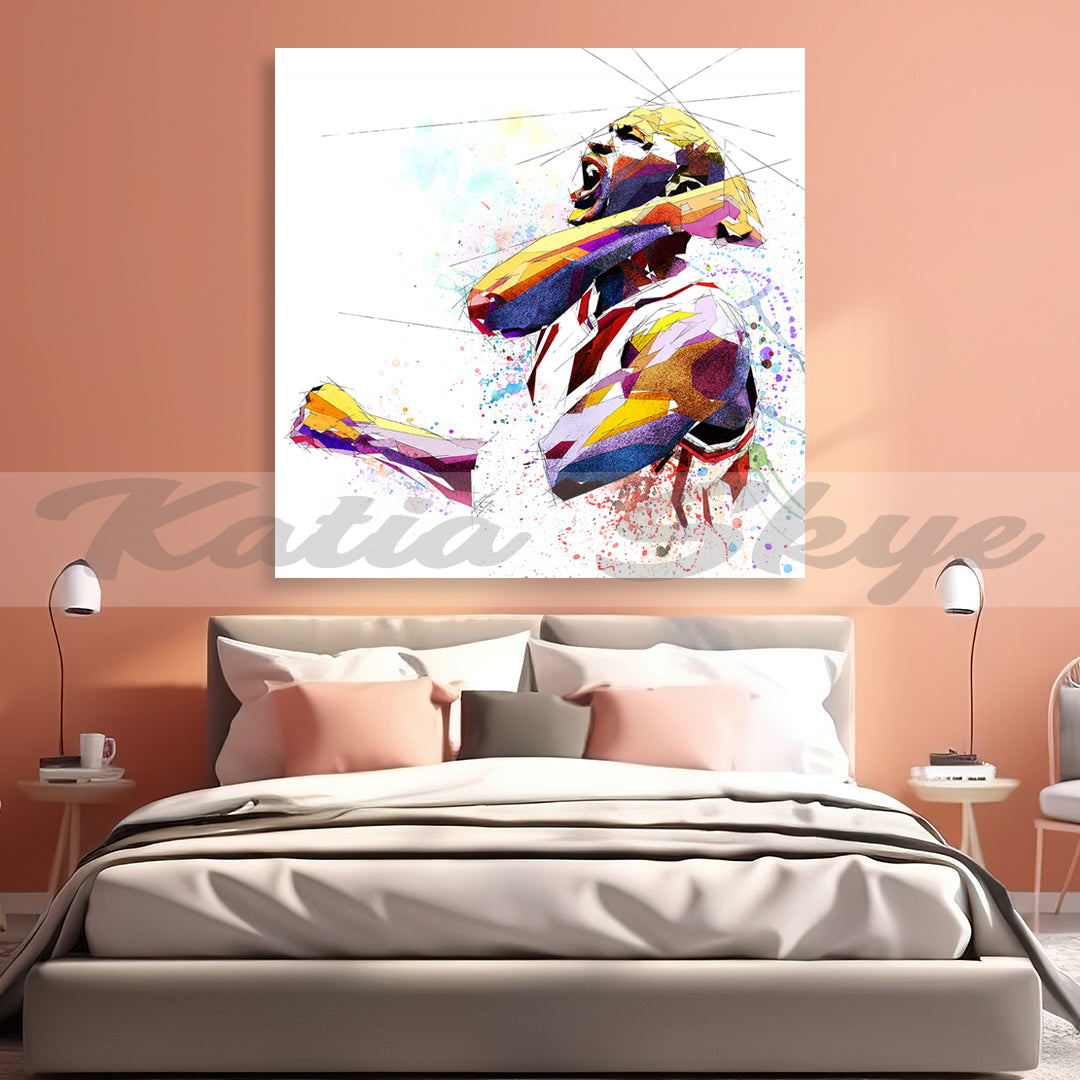Abstract Basketball Canvas Wall Art Inspired by Michael Jordan // NBA-MJ02