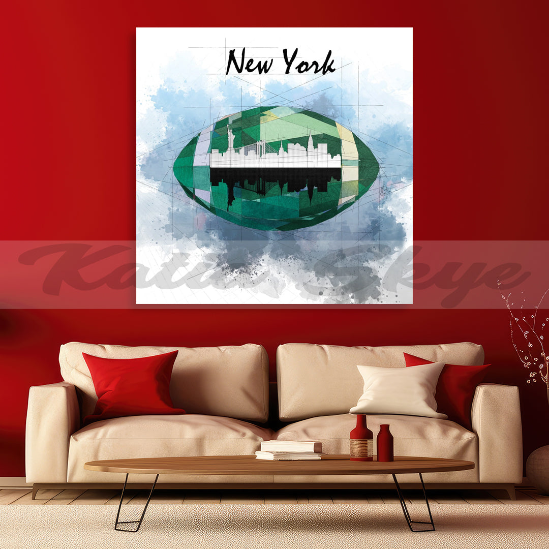 Contemporary AMERICAN FOOTBALL Canvas Wall ART Inspired by NEW YORK JETS // NFL-FB04