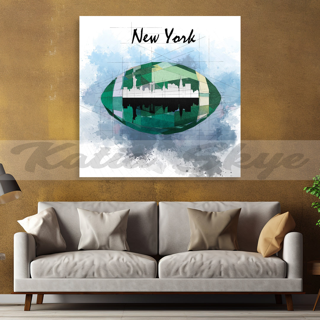 Contemporary AMERICAN FOOTBALL Canvas Wall ART Inspired by NEW YORK JETS // NFL-FB04