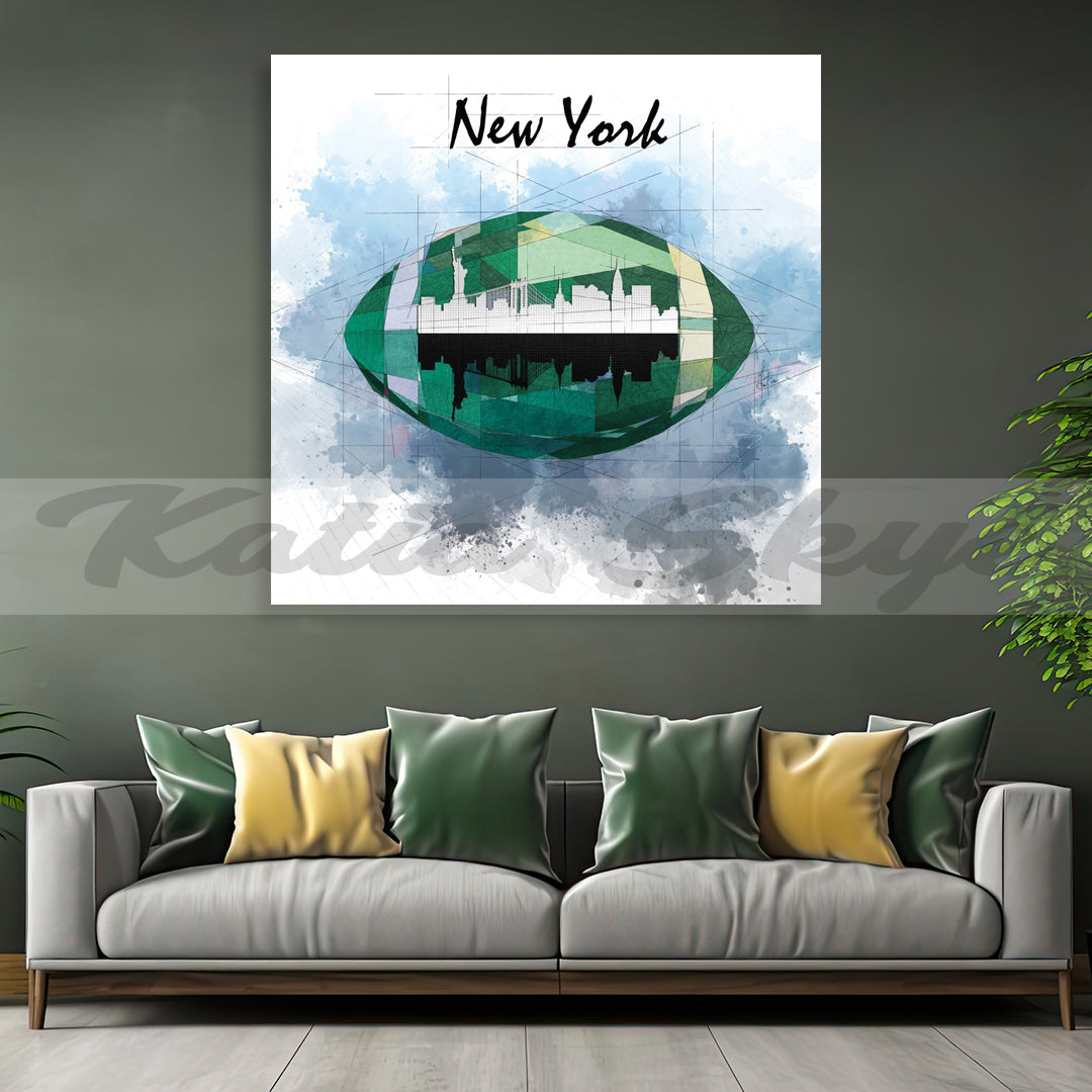 Contemporary AMERICAN FOOTBALL Canvas Wall ART Inspired by NEW YORK JETS // NFL-FB04