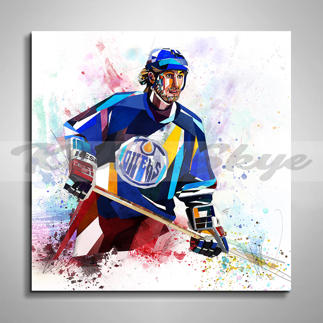 Abstract Ice Hockey Canvas Wall Art Inspired by Wayne Gretzky // NHL-WG01