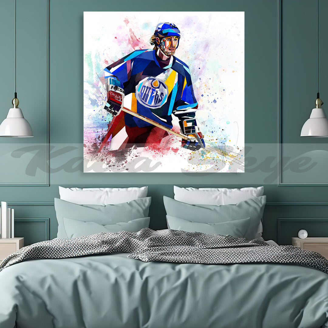 Abstract Ice Hockey Canvas Wall Art Inspired by Wayne Gretzky // NHL-WG01