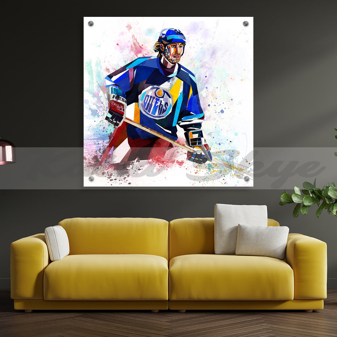 Abstract Ice Hockey Canvas Wall Art Inspired by Wayne Gretzky // NHL-WG01