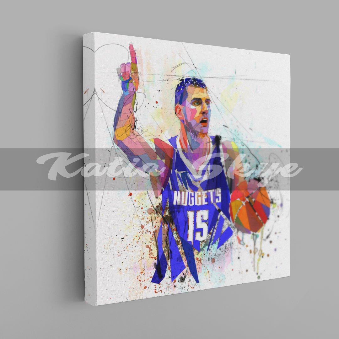 Nikola Jokic Basketball Canvas Wall Art Abstract Canvas Sports Canvas Print