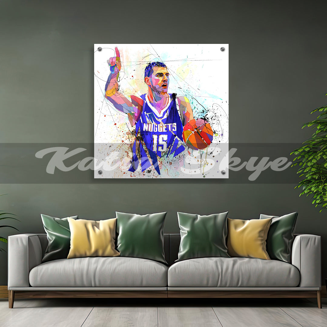 Nikola Jokic Basketball Canvas Wall Art Abstract Canvas Sports Canvas Print