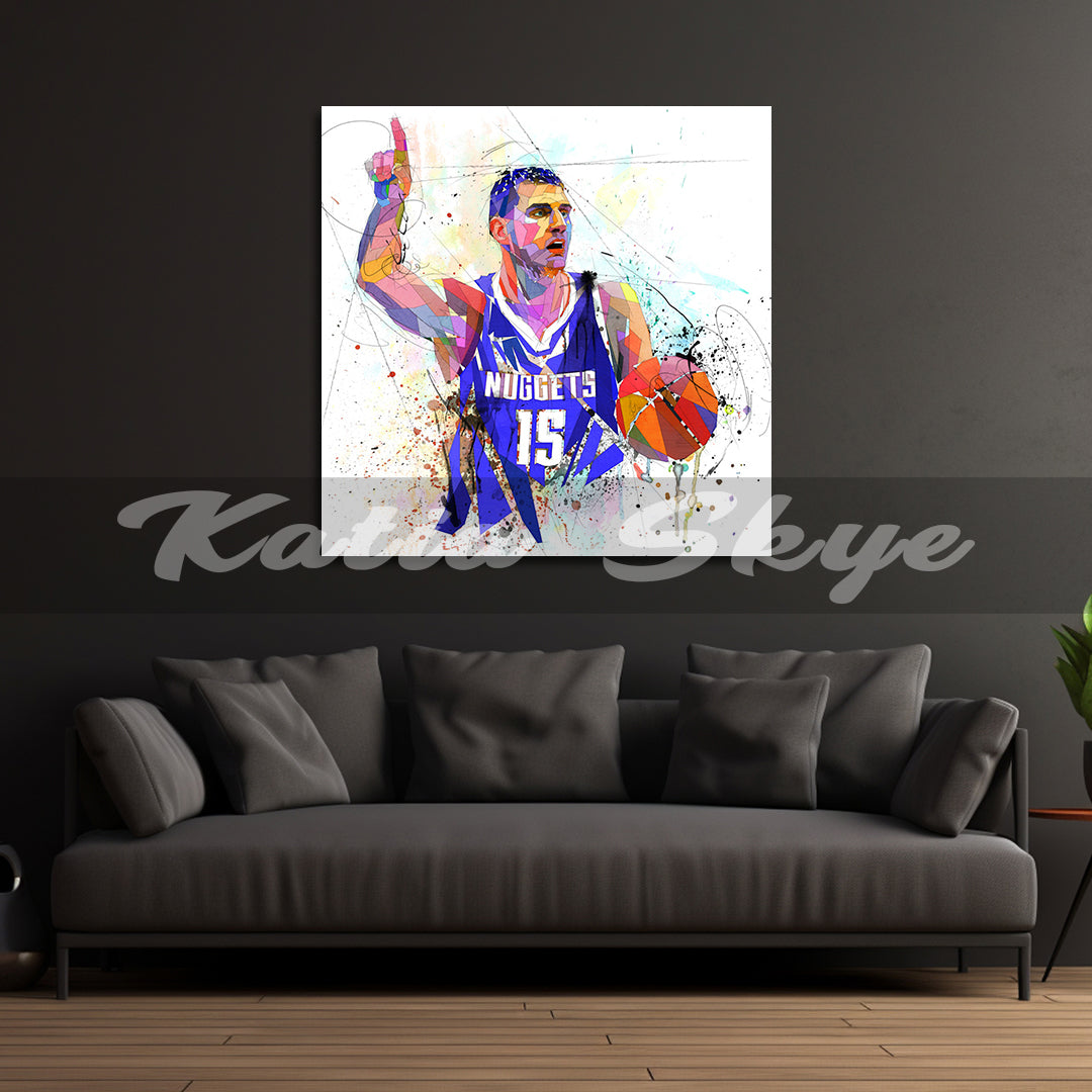 Nikola Jokic Basketball Canvas Wall Art Abstract Canvas Sports Canvas Print