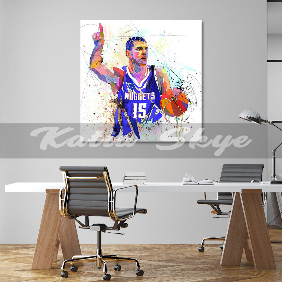 Nikola Jokic Basketball Canvas Wall Art Abstract Canvas Sports Canvas Print