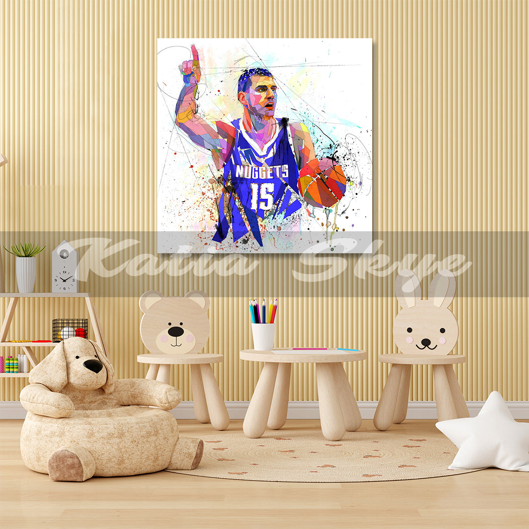 Nikola Jokic Basketball Canvas Wall Art Abstract Canvas Sports Canvas Print