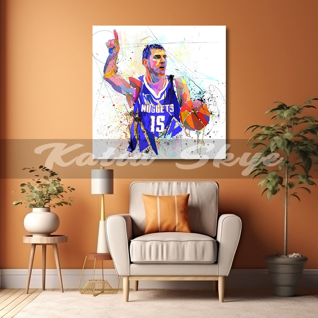 Nikola Jokic Basketball Canvas Wall Art Abstract Canvas Sports Canvas Print