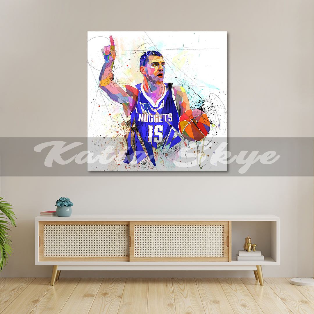 Nikola Jokic Basketball Canvas Wall Art Abstract Canvas Sports Canvas Print