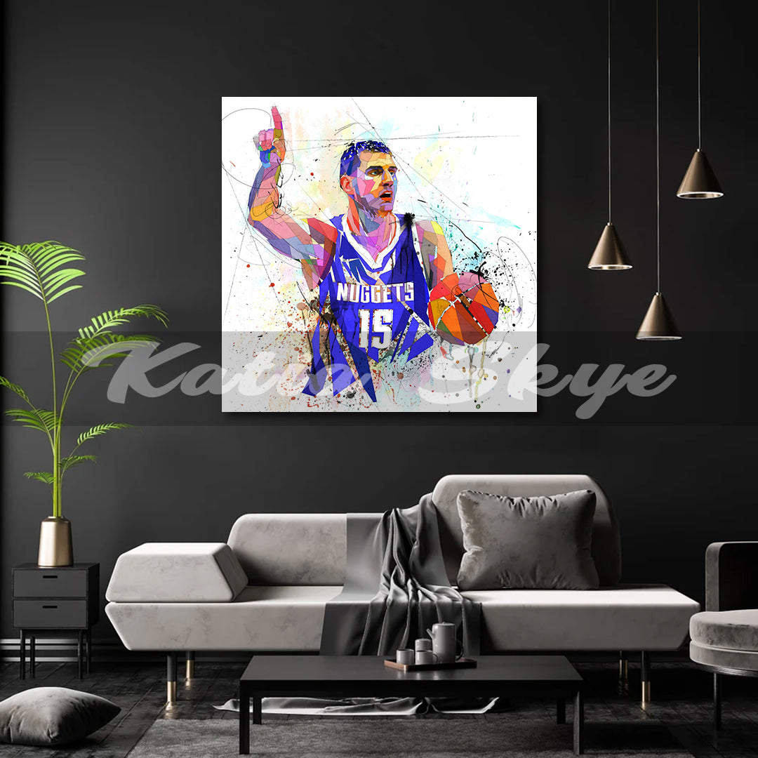 Nikola Jokic Basketball Canvas Wall Art Abstract Canvas Sports Canvas Print