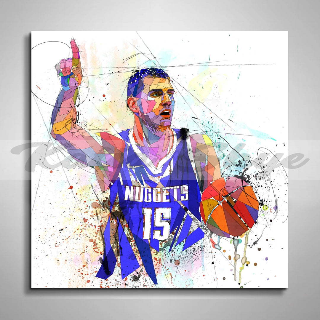 ABSTRACT Basketball Canvas Wall Art Inspired by Nikola Jokic // NBA-NJ01