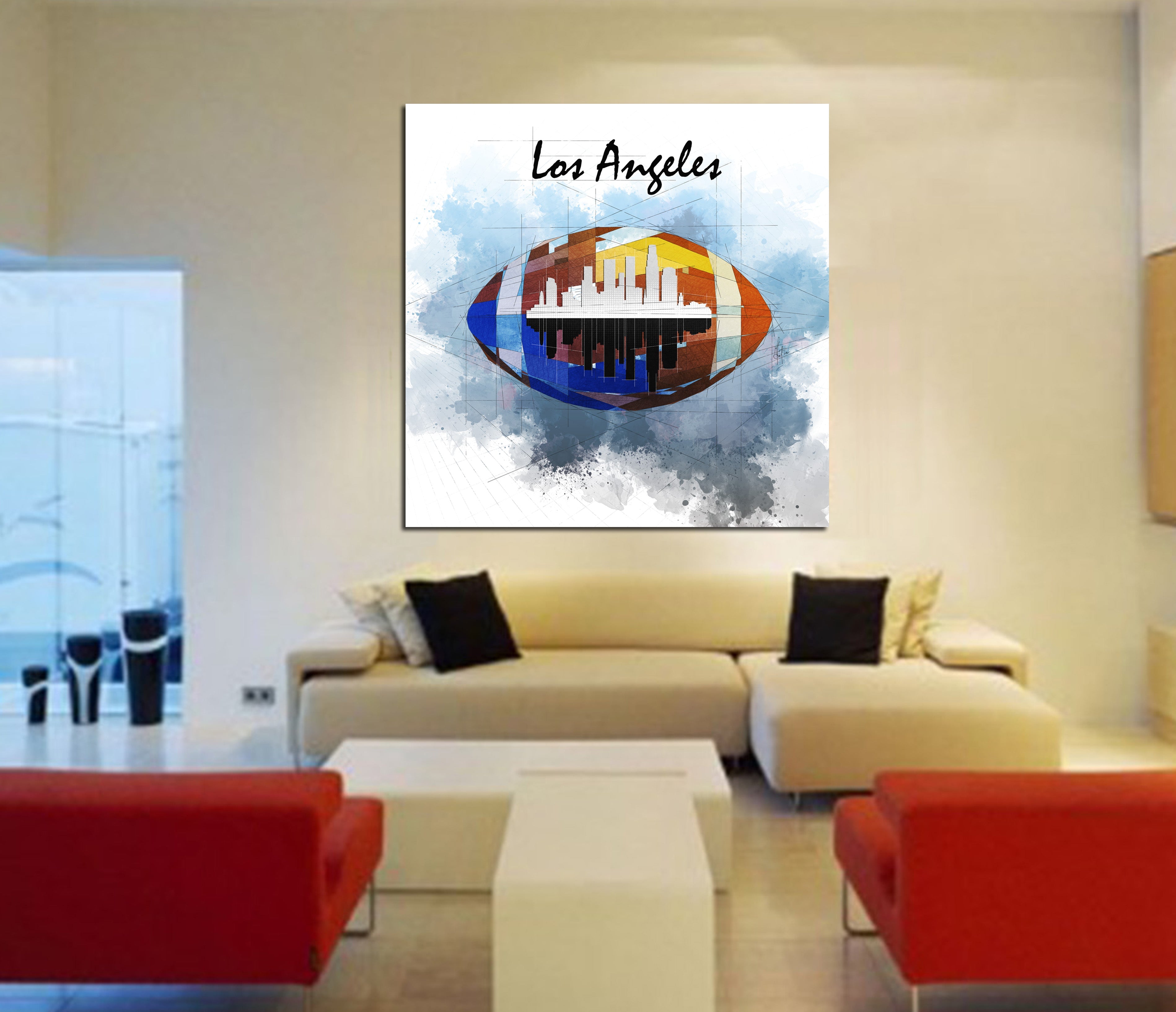 Football Wall Art Inspired by Los Angeles Rams Football Art // NFL-FB02