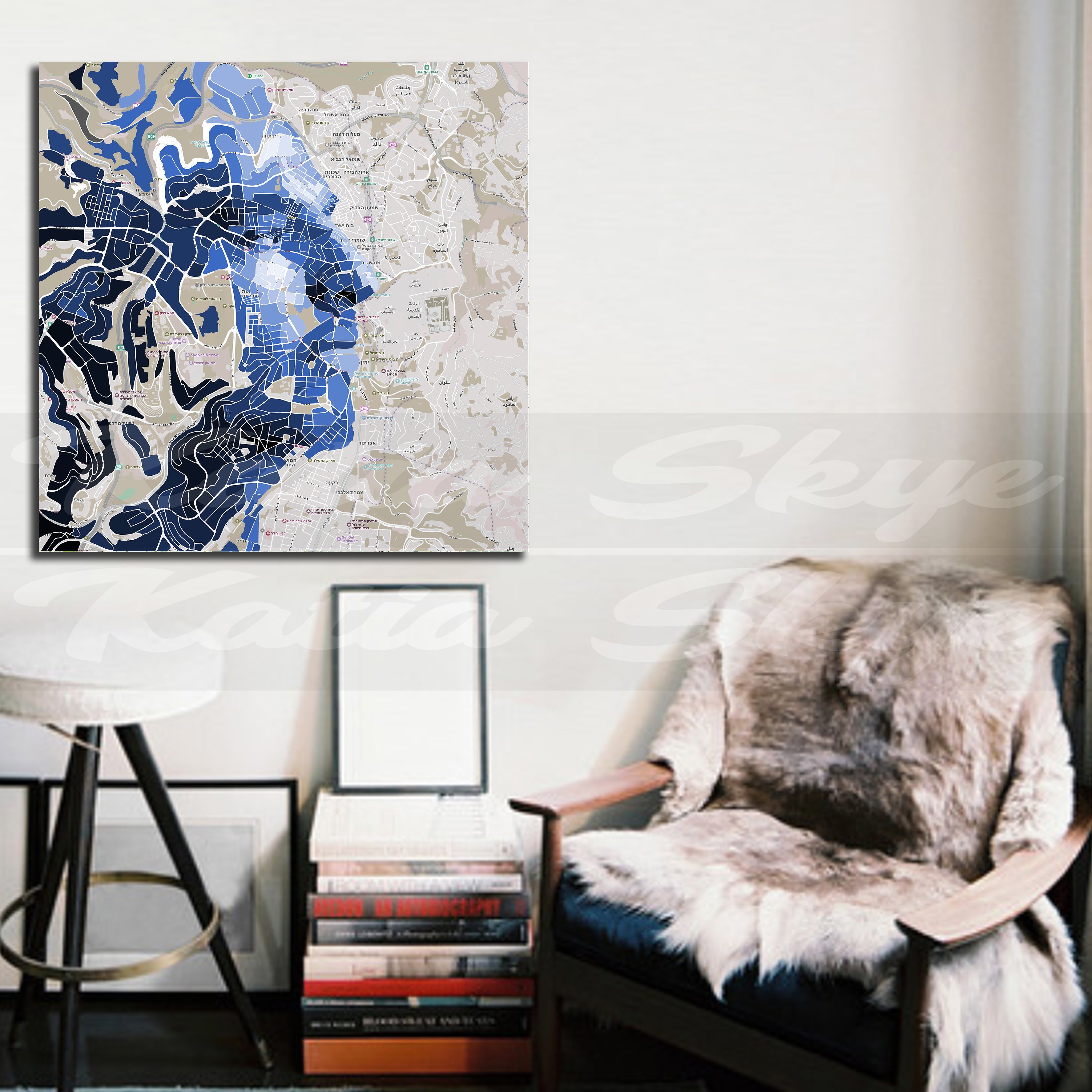 Jerusalem Israel Map Canvas Wall