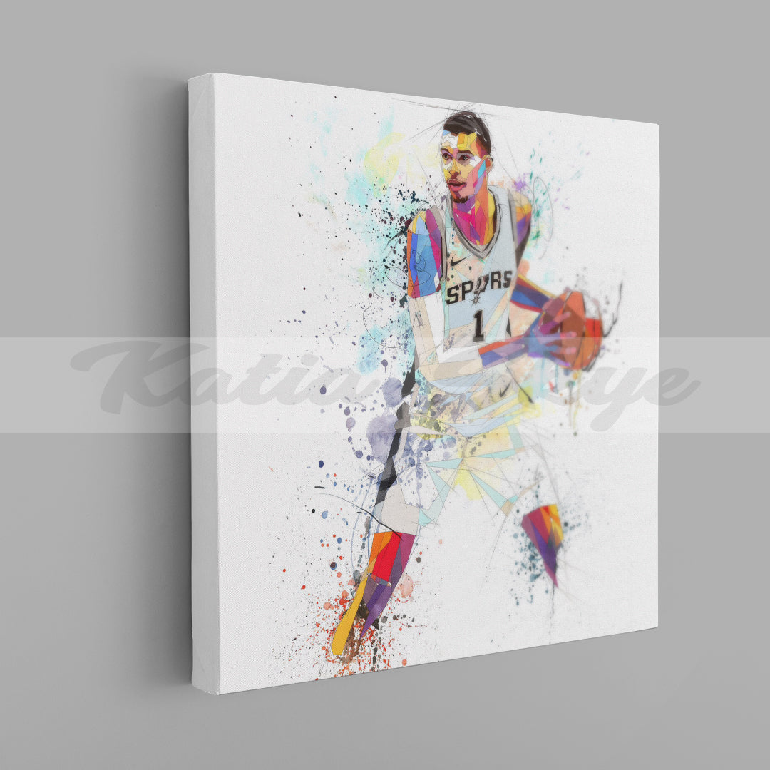 viktor wembanyama colorful drawing canvas print