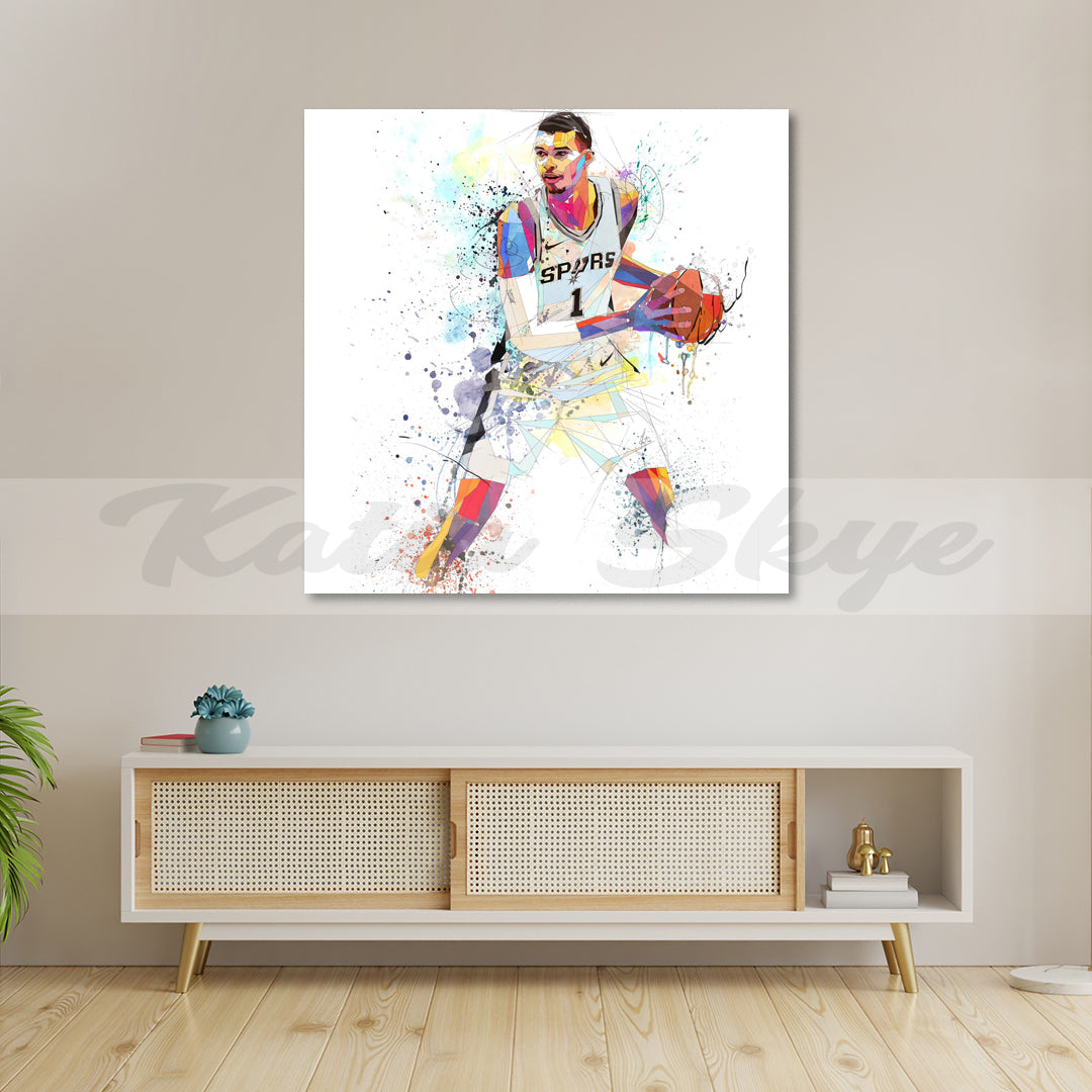 viktor wembanyama colorful drawing canvas print