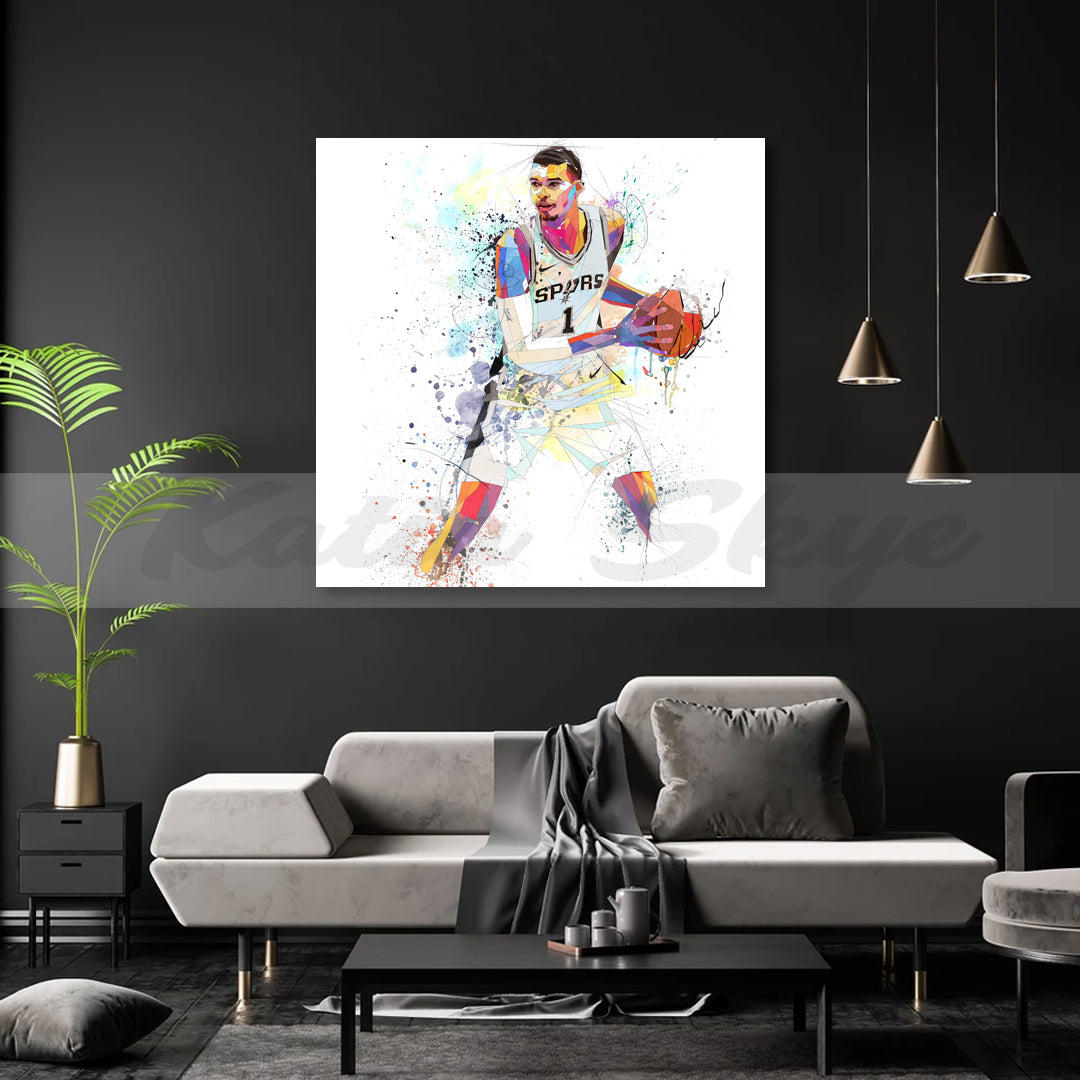 viktor wembanyama colorful drawing canvas print