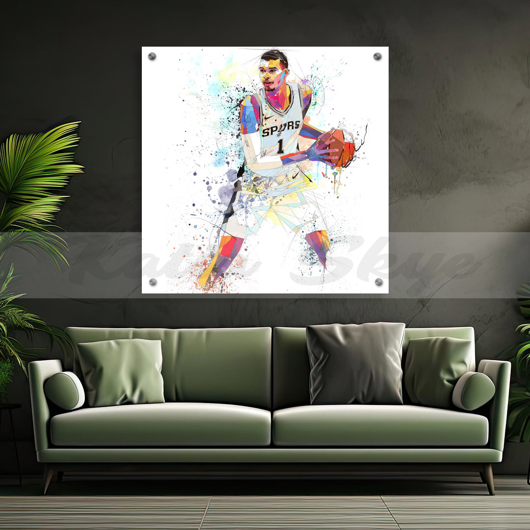 viktor wembanyama colorful drawing acrylic print