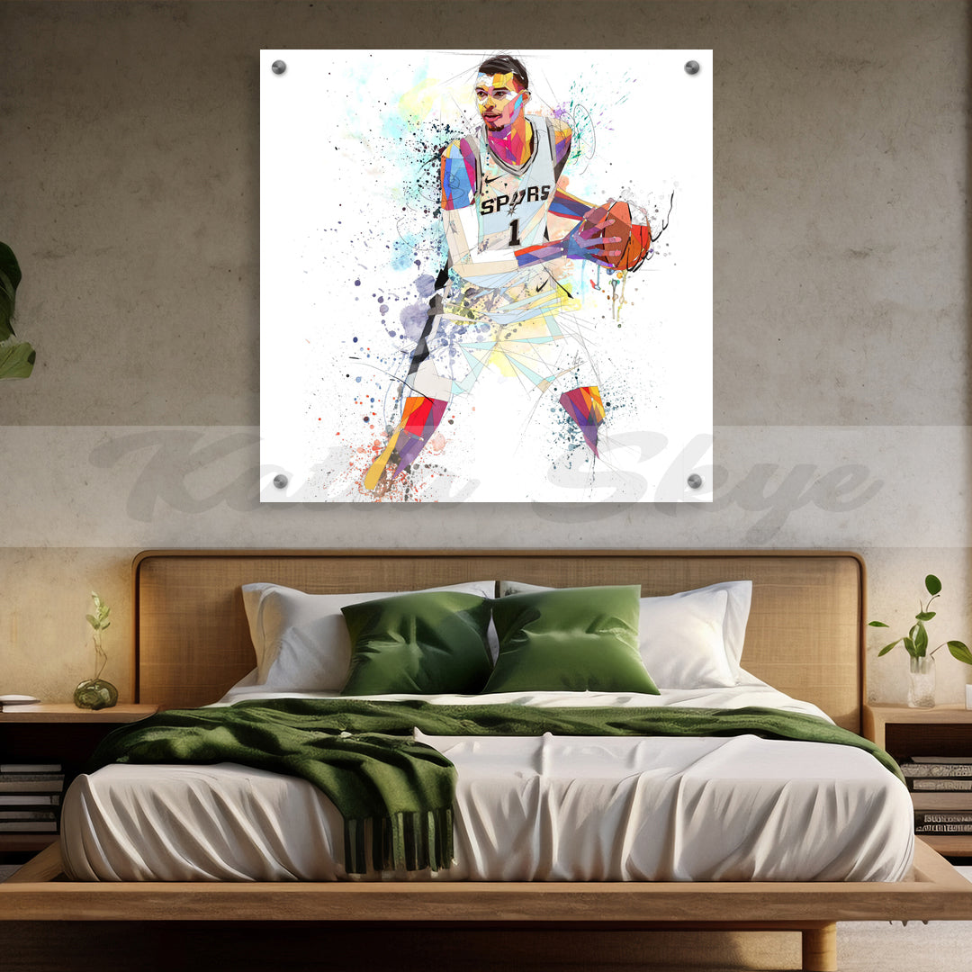 viktor wembanyama colorful drawing canvas print