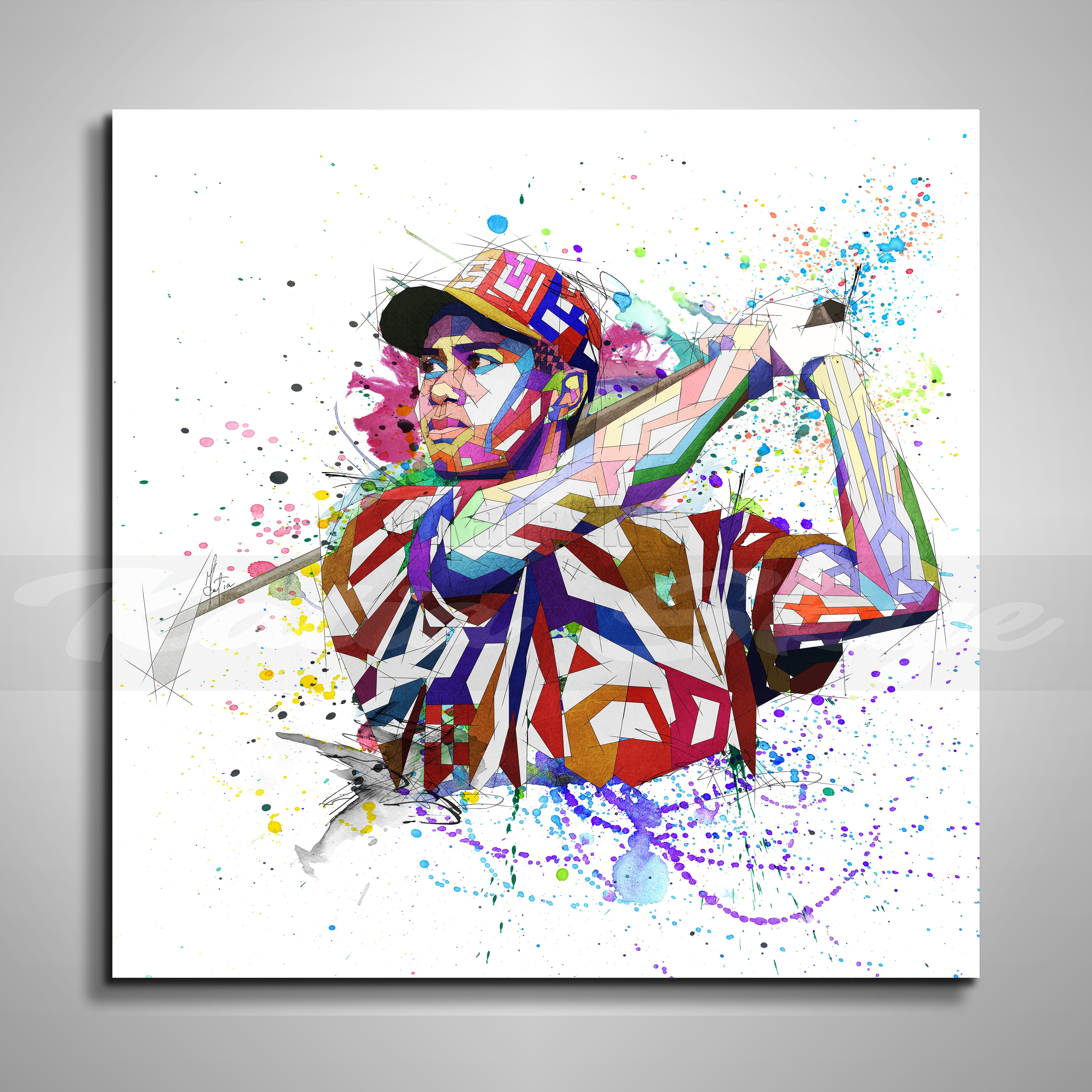 ABSTRACT CANVAS WALL ART INSPIRED BY TIGER WOODS // GLF-TW01