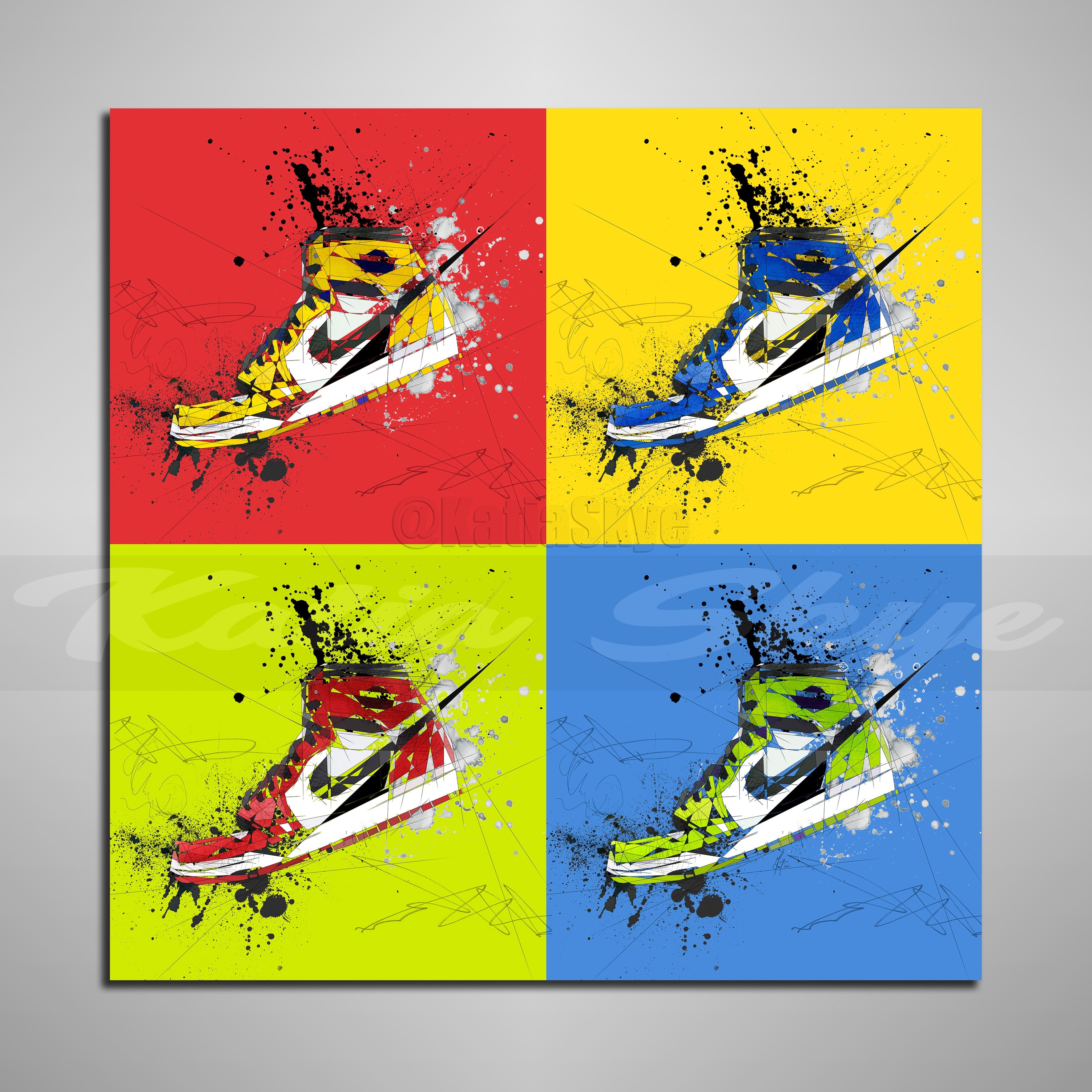 Air Jordan Sneakers Canvas Wall Art Multicolor Jordan Shoes Canvas Print