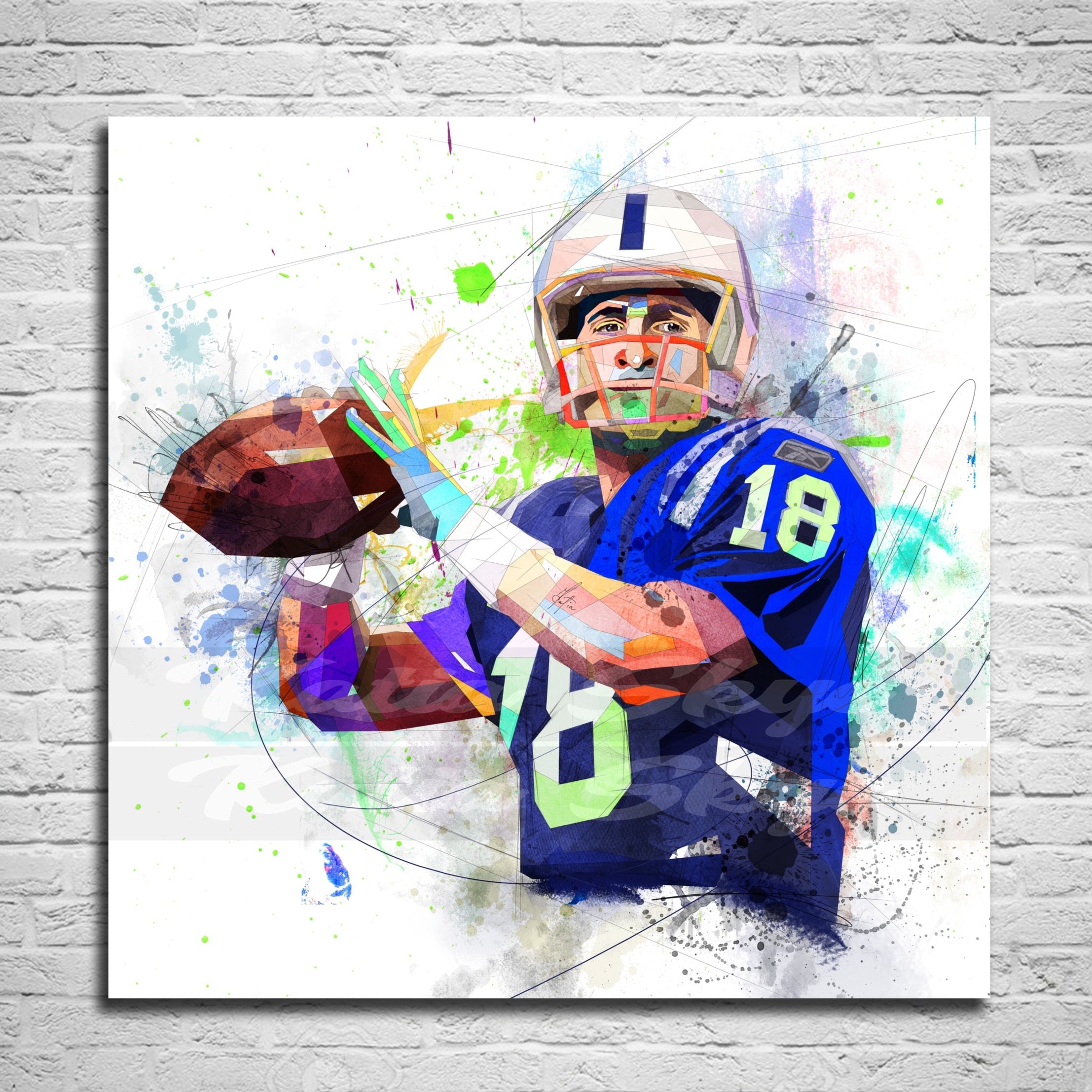 ABSTRACT CANVAS WALL ART INSPIRED BY PEYTON MANNING // NFL-PM01
