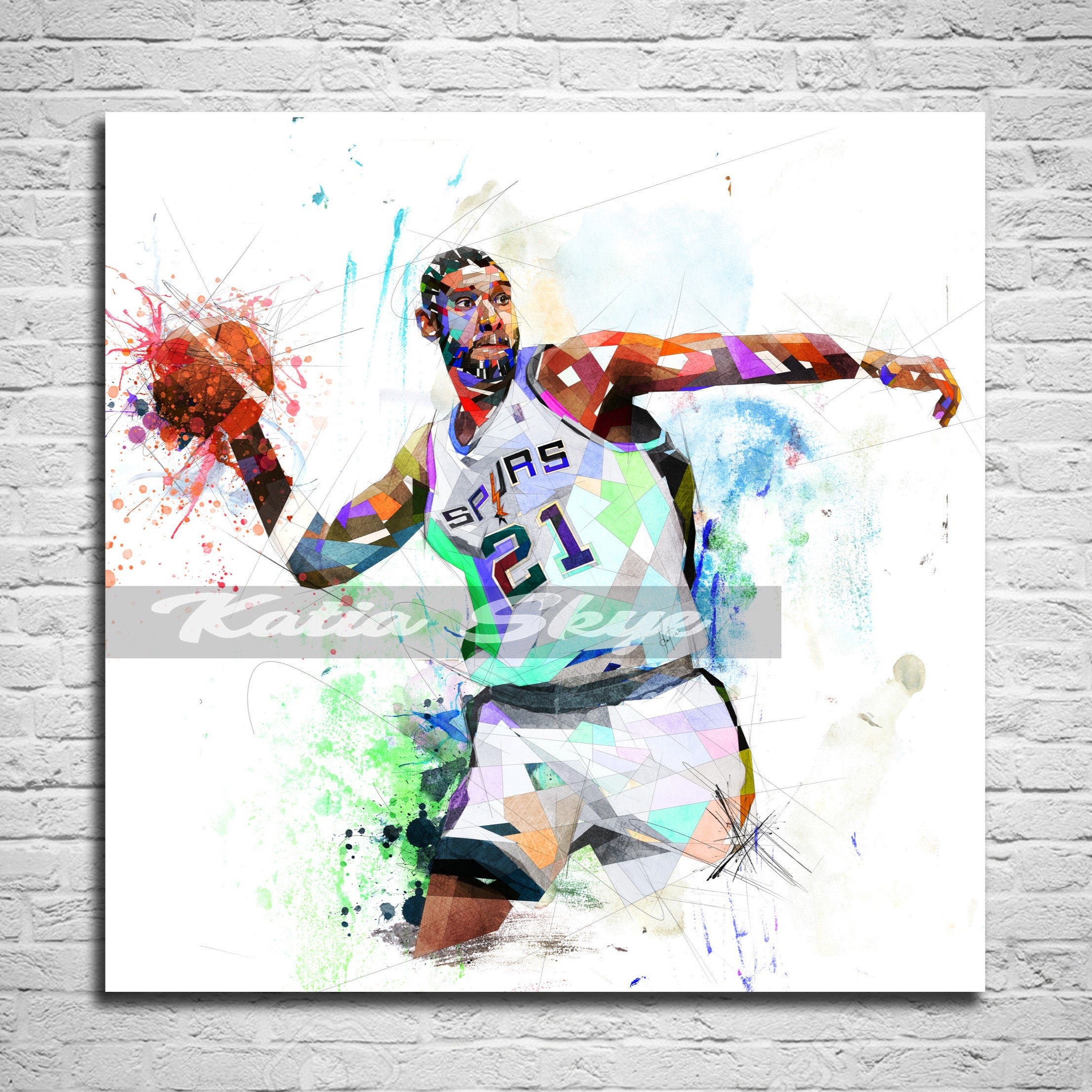 Tim Duncan Canvas Wall Art Basketball Player Canvas Print NBA Poster
