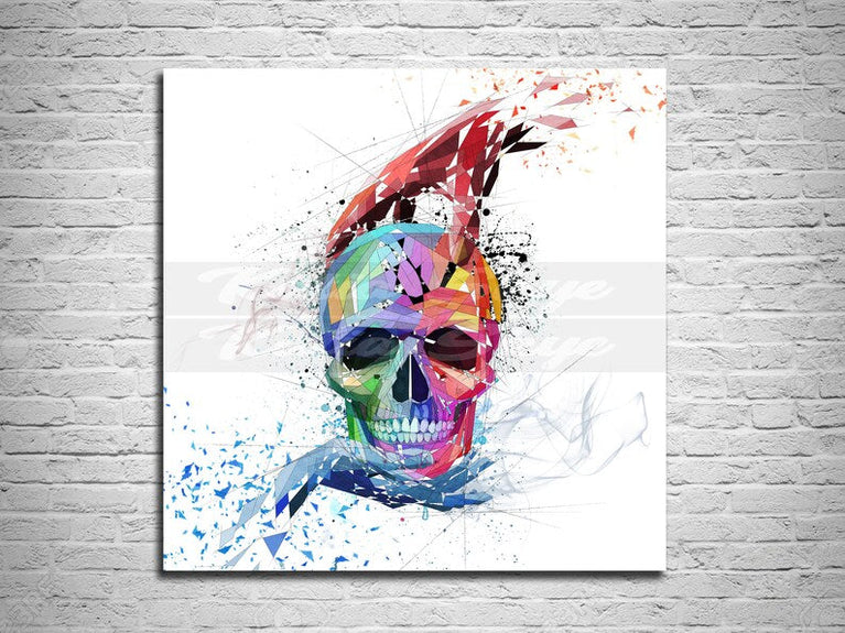 CANVAS PRINT Skull with hands, Skull Wall Art Print Gift, Color Contemporary Abstract Modern Art OTH-SK02