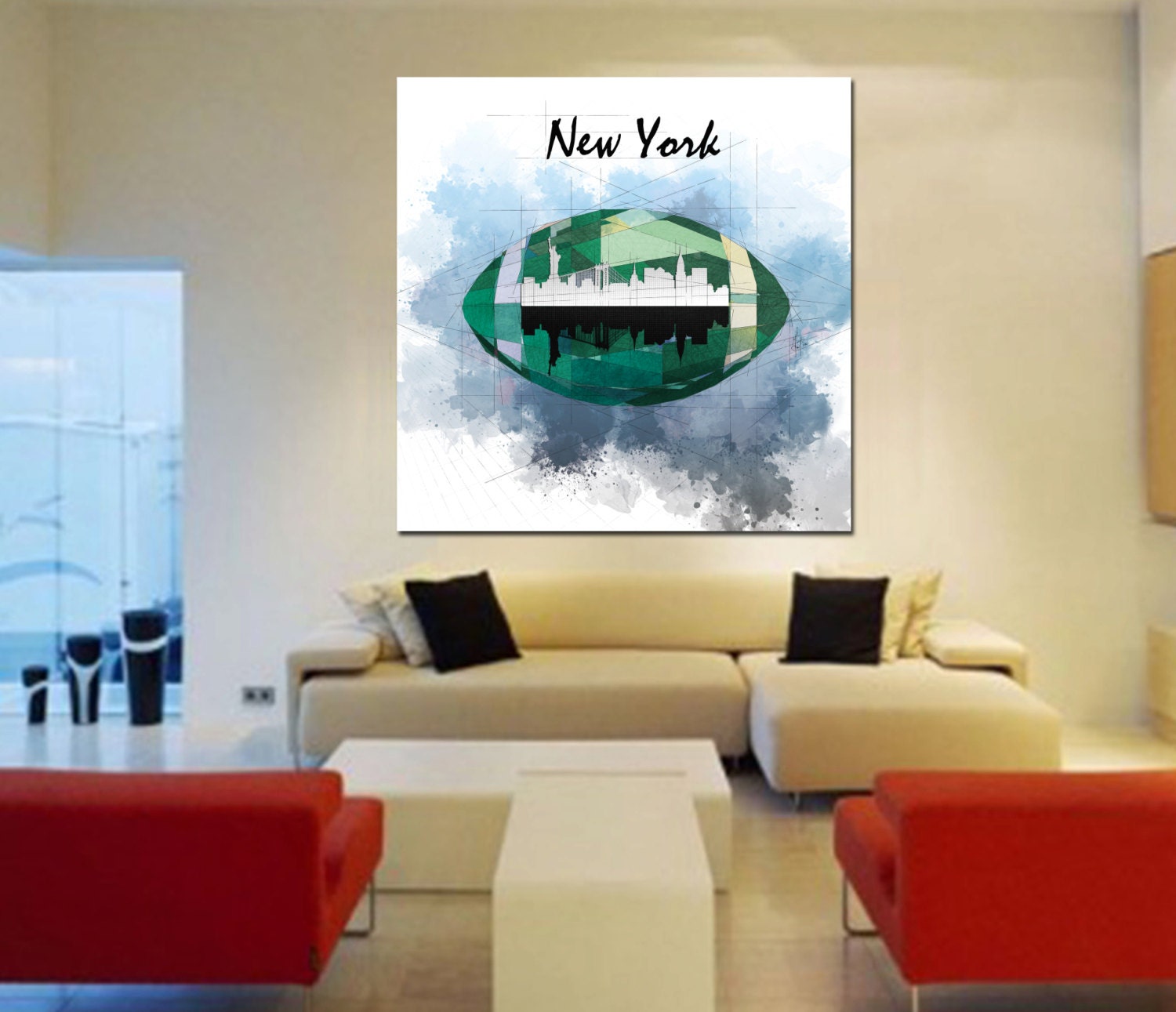 york skyline jets football sports wall art - katiaskye