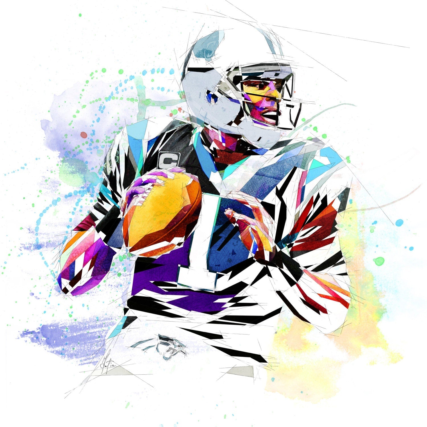 Print Cam Newton Wall Art, Carolina Panthers Football Player Poster